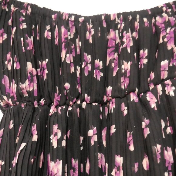 XAI | large | Strapless Fully Lined Sheer Black Floral Dress | Purple Flowers - Picture 11 of 16